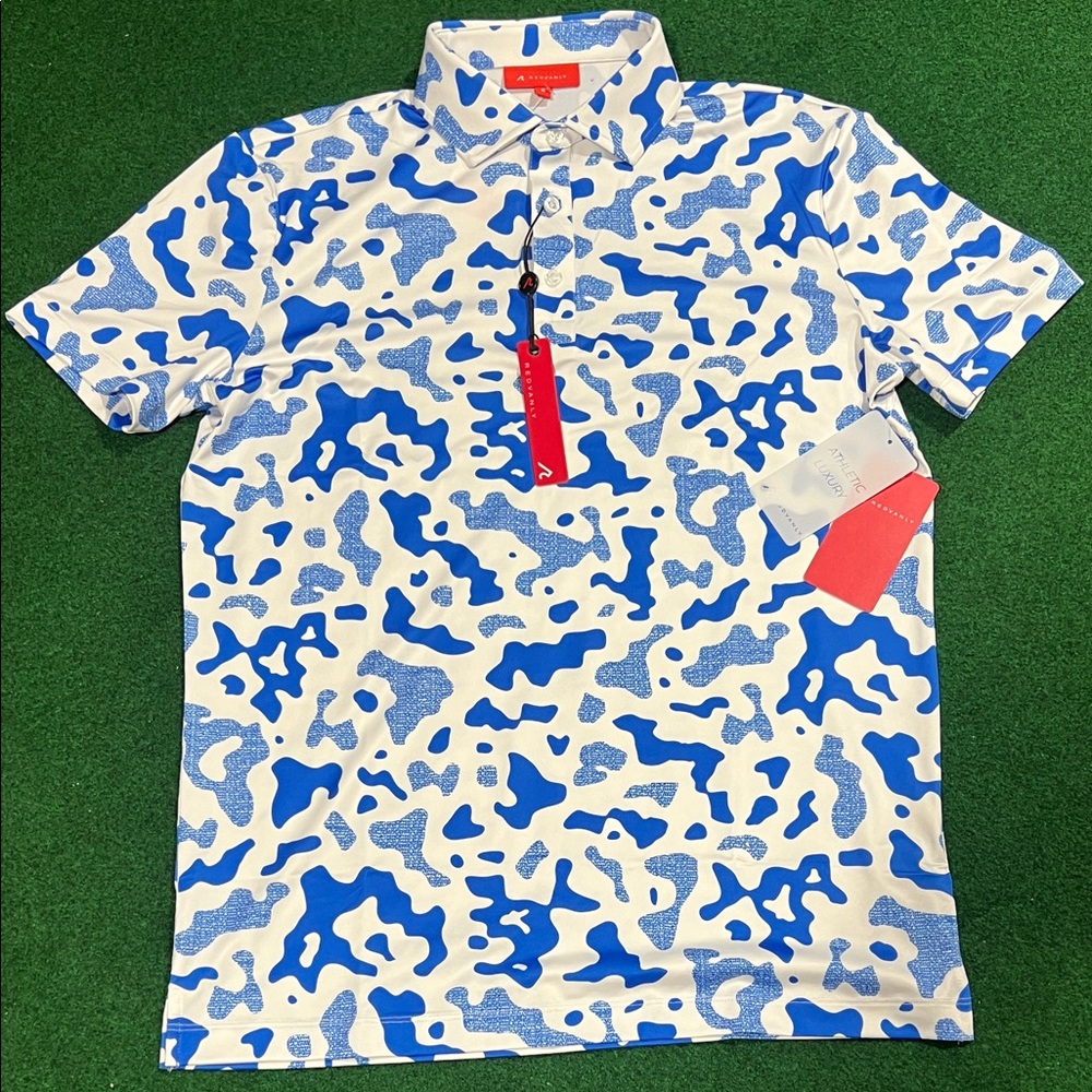 Stylish Blue and White Patterned Men's Polo Shirt